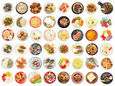 Beyazlar üzerinde izole edilmiş, geniş tabaklar.