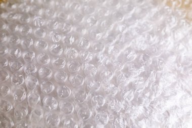 Arkaplan olarak şeffaf baloncuk paketi, yakın plan görünümü