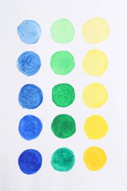 Kağıt üzerine boyanmış suluboya örnekleri, üst görünüm