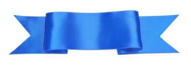 Güzel mavi kurdele beyaza izole edilmiş, üst manzara