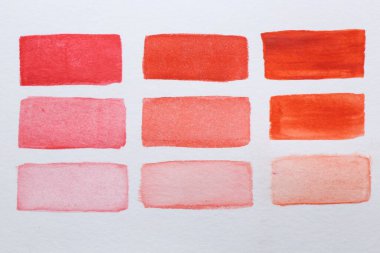 Tuvale boyanmış suluboya örnekleri, üst görünüm