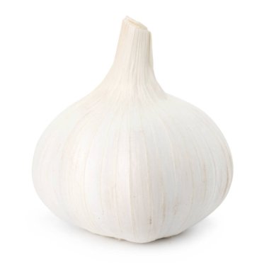 Bir taze sarımsak soğanı beyaza izole edilmiş.