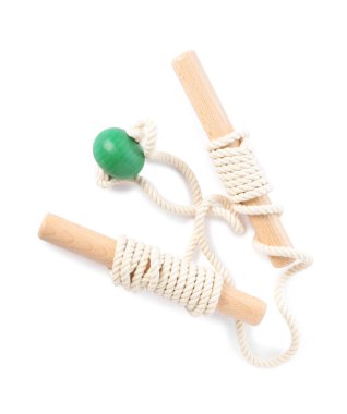 Çocukların motor becerileri için oyuncaklar beyaz, üst görünümde izole