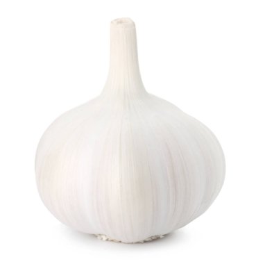 Bir taze sarımsak soğanı beyaza izole edilmiş.