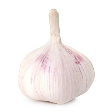 Bir taze sarımsak soğanı beyaza izole edilmiş.