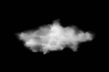 Siyah arkaplanda yüzen tüylü beyaz bulut