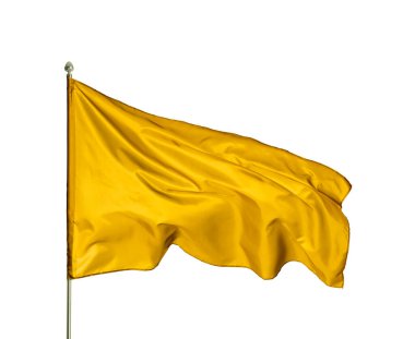 Beyaz arkaplanda dalgalanan parlak sarı bayrak
