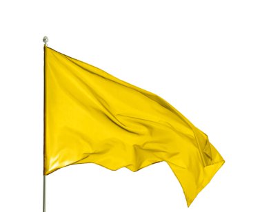 Beyaz arkaplanda dalgalanan parlak sarı bayrak