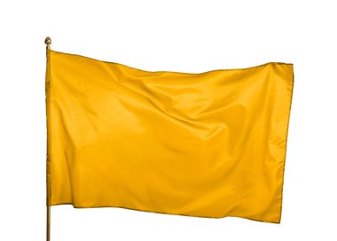 Beyaz arkaplanda dalgalanan parlak sarı bayrak