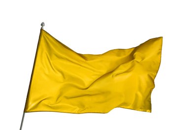 Beyaz arkaplanda dalgalanan parlak sarı bayrak