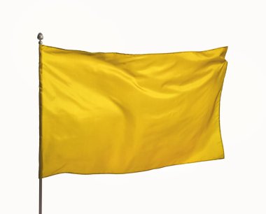 Beyaz arkaplanda dalgalanan parlak sarı bayrak