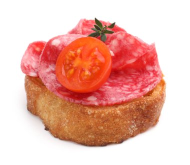 Salamlı, domatesli ve kekikli nefis bruschetta.