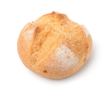 Beyazların üzerinde taze, lezzetli bir çörek.