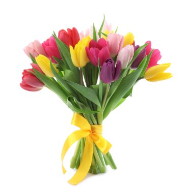 Beyaz izole renkli Lale buketi