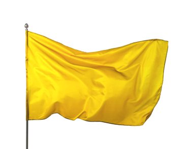 Beyaz arkaplanda dalgalanan parlak sarı bayrak