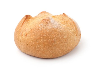 Beyazların üzerinde taze, lezzetli bir çörek.