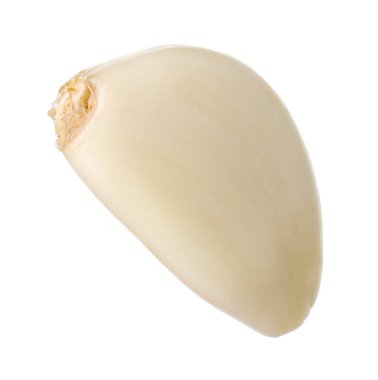 Bir taze sarımsak karanfili beyaza izole edilmiş.