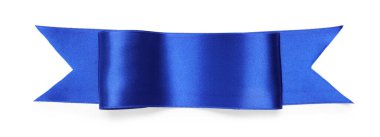 Güzel mavi kurdele beyaza izole edilmiş, üst manzara