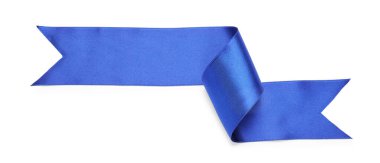 Güzel mavi kurdele beyaza izole edilmiş, üst manzara