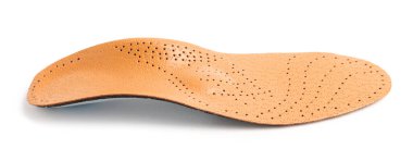 Beyaza izole edilmiş bir ortopedik taban. Ayak bakımı