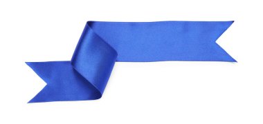 Güzel mavi kurdele beyaza izole edilmiş, üst manzara