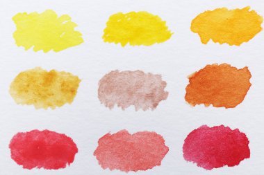 Tuvale boyanmış suluboya örnekleri, üst görünüm