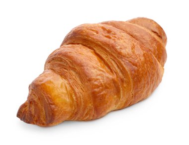 Puf böreği. Lezzetli taze bir kruvasan beyaz üzerine izole edilmiş