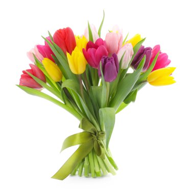 Beyaz izole renkli Lale buketi