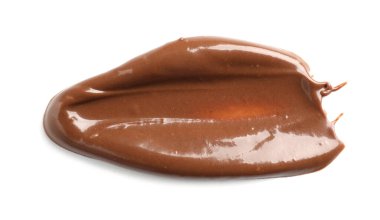 Beyaz üzerine izole edilmiş çikolata ezmesi. Lezzetli.