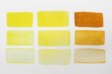 Tuvale boyanmış suluboya örnekleri, üst görünüm