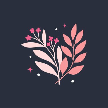 Vektör modern çiçek düzenleme geçmişi. Yaprakları ve bitkileri olan sevimli, narin botanik çizimler..