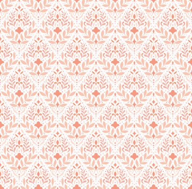 Modern çiçek deco dikişsiz desen. Yapraklı vektör damasyon. Dekoratif botanik arkaplan.