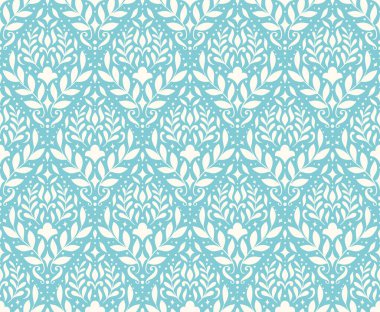 Çiçeksel vektör pürüzsüz desen. Narin botanik duvar kağıdı. Yaprak ve çiçeklerle tekrarlanabilir arkaplan