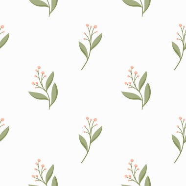 Çiçeksel vektör pürüzsüz desen. Narin botanik duvar kağıdı. Yaprak ve çiçeklerle tekrarlanabilir arkaplan