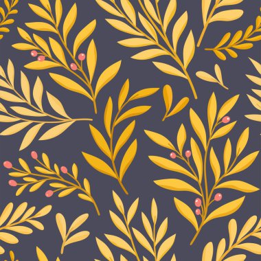 Çiçeksel vektör pürüzsüz desen. Narin botanik duvar kağıdı. Yaprak ve çiçeklerle tekrarlanabilir arkaplan