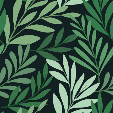 Çiçeksel vektör pürüzsüz desen. Narin botanik duvar kağıdı. Yapraklarla tekrarlanabilir arkaplan.