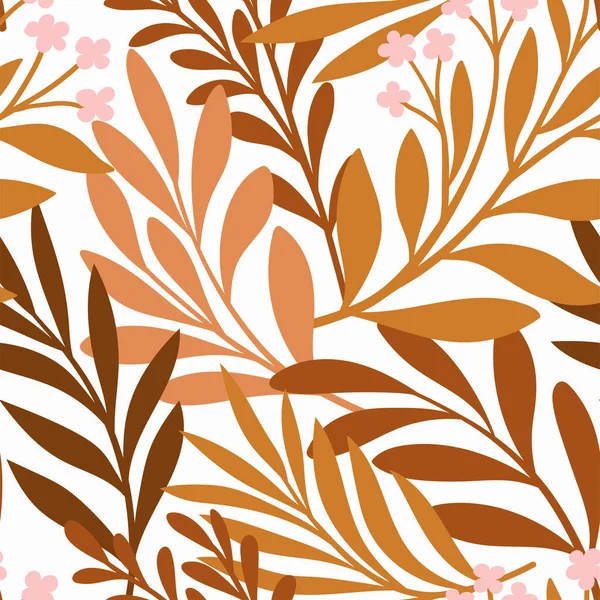 Floral Vector Seamless Pattern Delicate Botanical Wallpaper Repeatable Background Leaves — Stock Vector