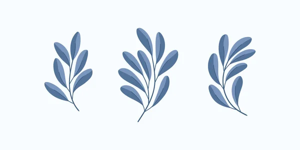 Set Elementos Florales Vectoriales Hojas Dibujadas Mano Aisladas Ilustración Botánica — Vector de stock