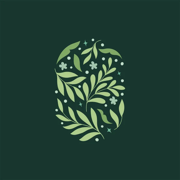 Дизайн Элементов Векторного Цветочного Логотипа Симпатичная Иллюстрация Листьями Современный Соблазн — стоковый вектор