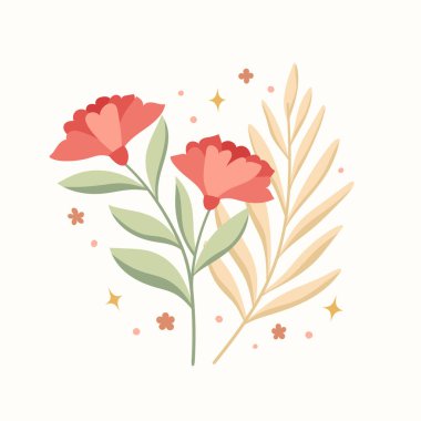 Dekorasyon ve baskı tasarımı için botanik vektör illüstrasyonu