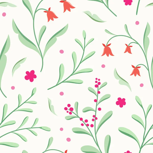 Floral Vector Seamless Pattern Delicate Botanical Wallpaper Repeatable Background Leaves — Stock Vector