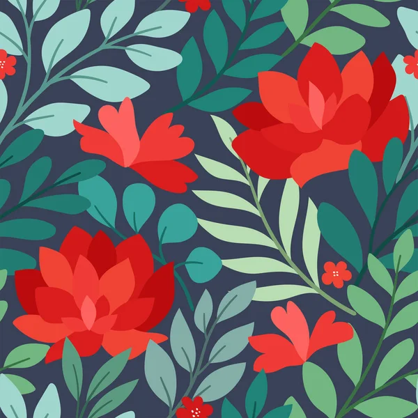 Floral Vektor Nahtlose Muster Zarte Botanische Tapeten Wiederholbarer Hintergrund Mit — Stockvektor