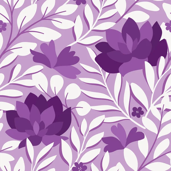 Floral Vektor Nahtlose Muster Zarte Botanische Tapeten Wiederholbarer Hintergrund Mit — Stockvektor
