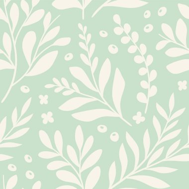 Çiçeksel vektör pürüzsüz desen. Narin botanik duvar kağıdı. Yaprak ve çiçeklerle tekrarlanabilir arkaplan