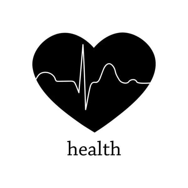 Символ Здоров Вигляді Серця Кардіограмою Чорно Білий Логотип Векторні Ізольовані — стоковий вектор