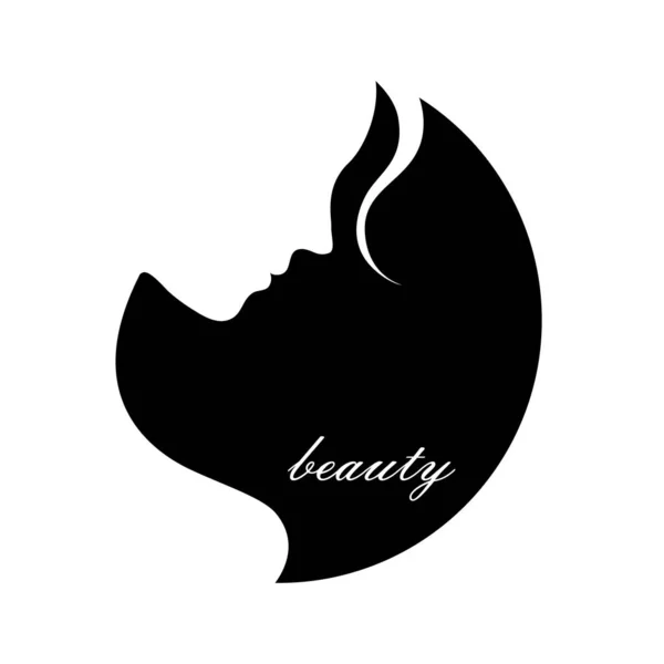 Silhouet Van Het Gezicht Van Een Mooi Meisje Logo Template — Stockvector
