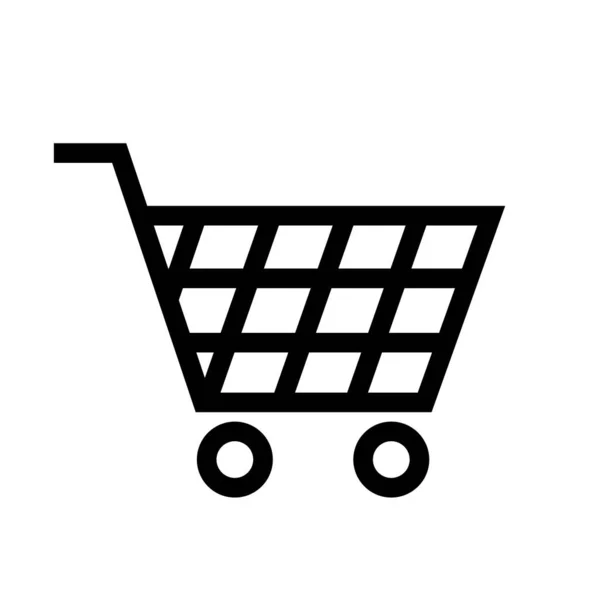 购物篮推车 黑白图标 平面样式的矢量孤立插画 — 图库矢量图片