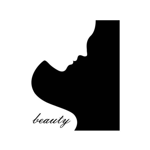 Sylwetka Twarzy Pięknej Dziewczyny Tak Szablon Logo Salonu Piękności Lub — Wektor stockowy