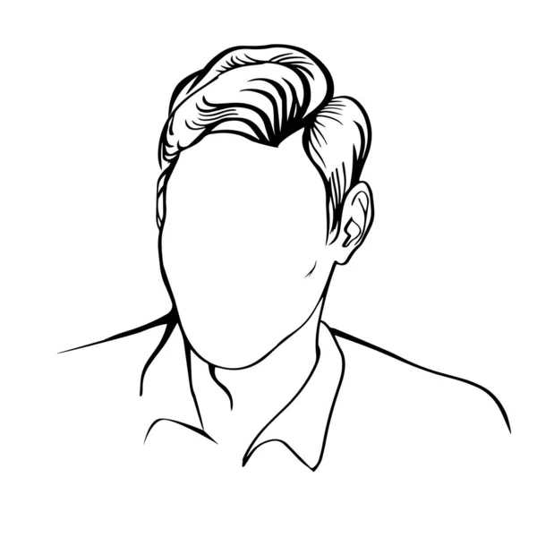 Silueta Blanco Negro Retrato Hombre Guapo Sin Rostro Plantilla Ilustración — Vector de stock