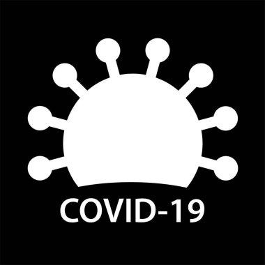 COVID-19 virüs ikonu. Bacakları olan tehlikeli bir koronavirüs. Vektör siyah ve beyaz resimleme şablonu.
